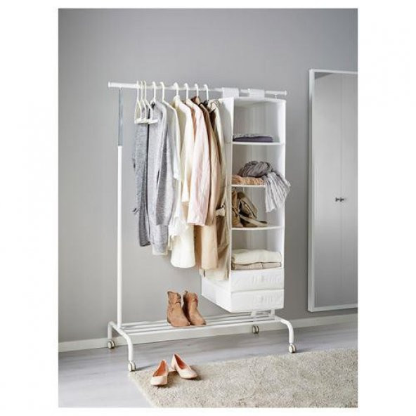 Ayaklı Askılık 111x126/175 cm MeridyenDukkan Dilsiz Uşak Beyaz Renk Ayaklı Elbise Askılığı Metal - 2