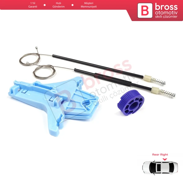 VW Polo Vento MK5 6R 6C  2009-2022 4/5 Kapı 6R4839462 İçin Elektrikli Arka Sağ Cam Kriko Tamir Seti - 5