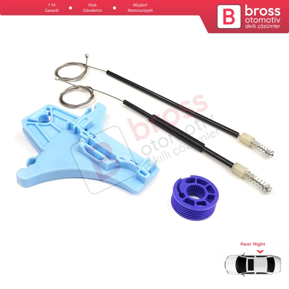 VW Polo Vento MK5 6R 6C  2009-2022 4/5 Kapı 6R4839462 İçin Elektrikli Arka Sağ Cam Kriko Tamir Seti - 3