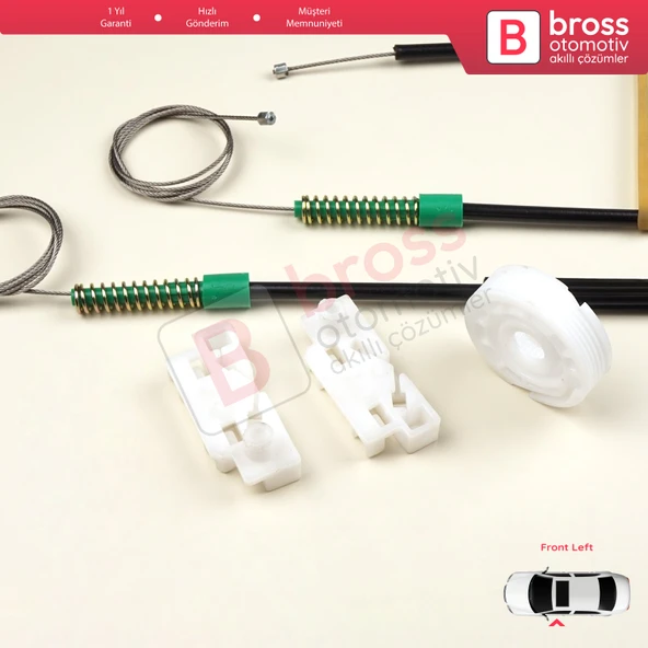 Peugeot 307 İçin Ön Sol Kapı Cam Kriko Tamir Seti - 4