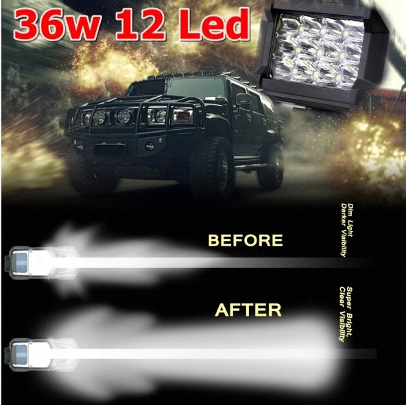 Off Road Spot Delici 12 Led 5 Farklı Fonksiyonlu Su Geçirmez 3 Sıra - 2