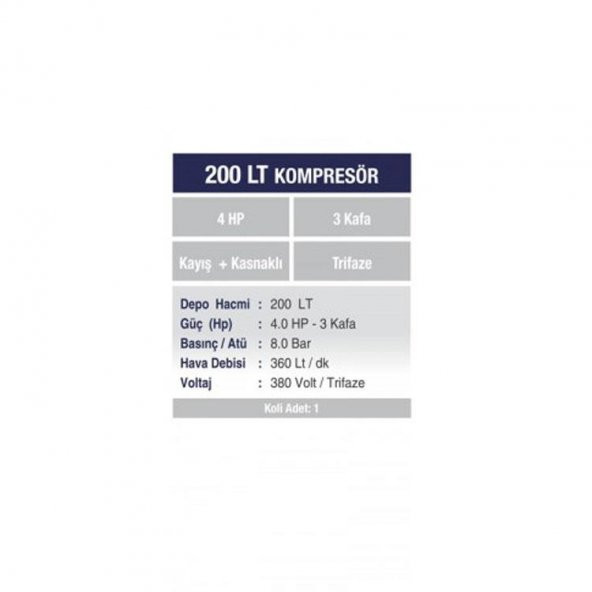 4 HP 200 LT KOMPRESÖR TRİF.PROTER