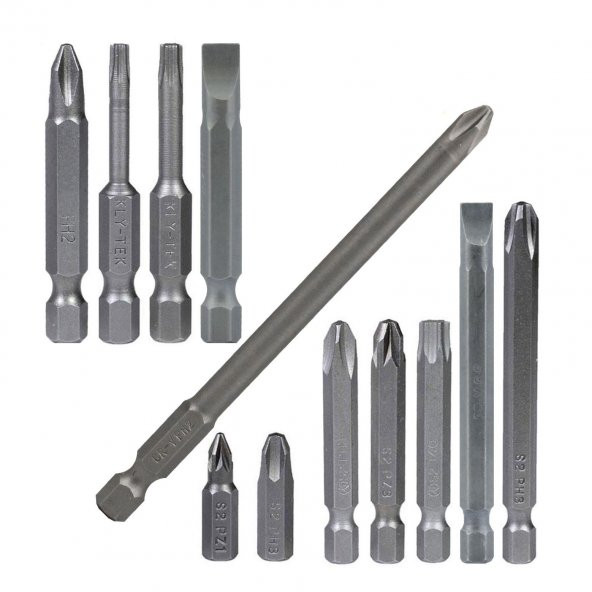 Matkap Bits Uç Vidalama Ucu Düz Yıldız Torx Uç (12 PARÇA)