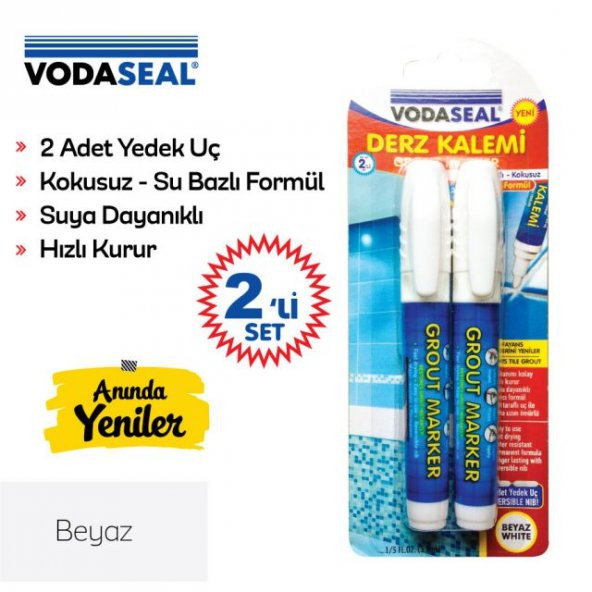 Hızlı Kuruyan Su Bazlı Kokusuz Kalıcı Derz Kalemi 2li