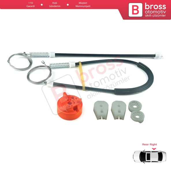 Peugeot 307 3B 2003-2009 Cabriolet Convertible 922497 İçin Elektrikli Arka Sağ Cam Kriko Tamir Seti - Resim 3