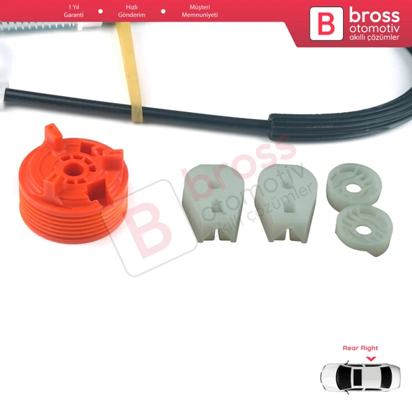 Peugeot 307 3B 2003-2009 Cabriolet Convertible 922497 İçin Elektrikli Arka Sağ Cam Kriko Tamir Seti - Resim 4