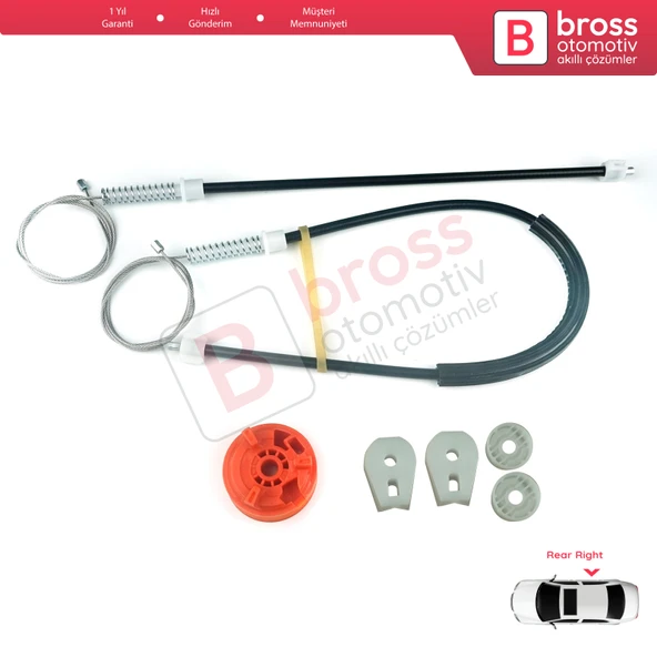 Peugeot 307 3B 2003-2009 Cabriolet Convertible 922497 İçin Elektrikli Arka Sağ Cam Kriko Tamir Seti - Resim 2