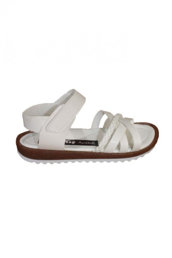YAZKIŞ Kız Çocuk Beyaz Renkli Comfort Taban Cırtlı Sandalet - 4