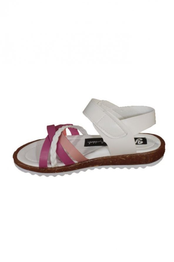 YAZKIŞ Kız Çocuk Beyaz Renkli Comfort Taban Cırtlı Sandalet - 5