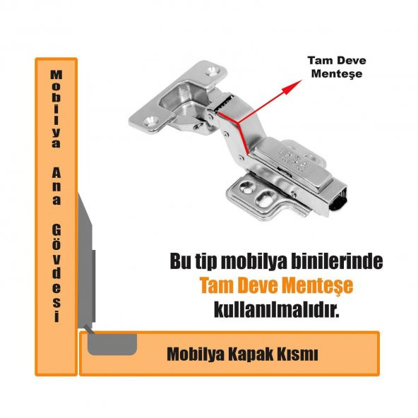 Frenli Dolap Kapak Menteşesi Yavaş Kapanan Pistonlu Tas Menteşe - 5