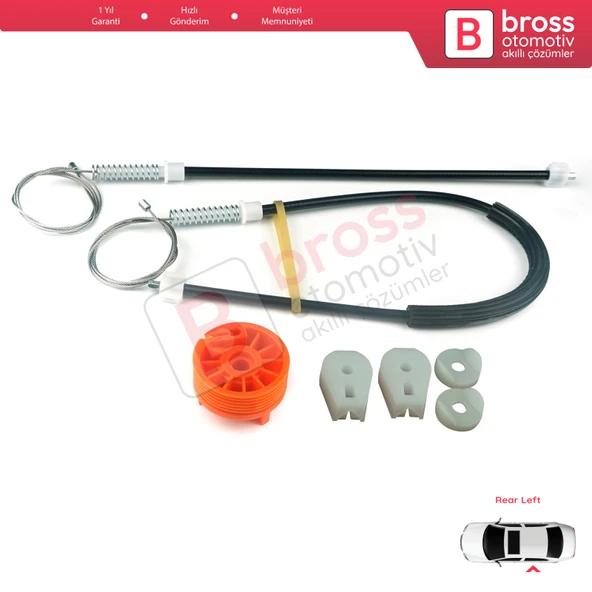 Peugeot 307 3B 2003-2009 Cabriolet Convertible 922393 İçin Elektrikli Arka Sol Cam Kriko Tamir Seti ürün görseli