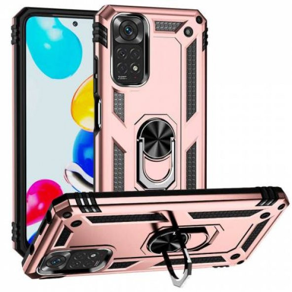 Xiaomi Redmi Note 11s Kılıf Vega Yüzüklü Standlı + Ekran Koruyucu Nano - 8
