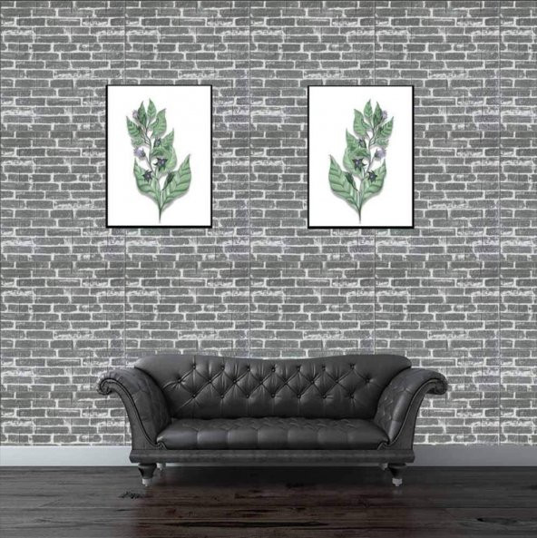 Renkli Duvarlar Kendinden Yapışkanlı Gri Tuğla Desen Duvar Kağıdı Paneli NW24 - 3