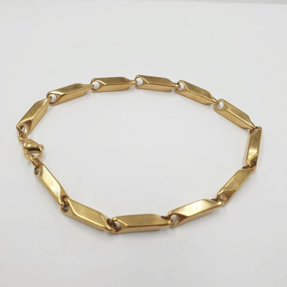 Altın Renk Kalın Köşeli Erkek Bileklik - 10