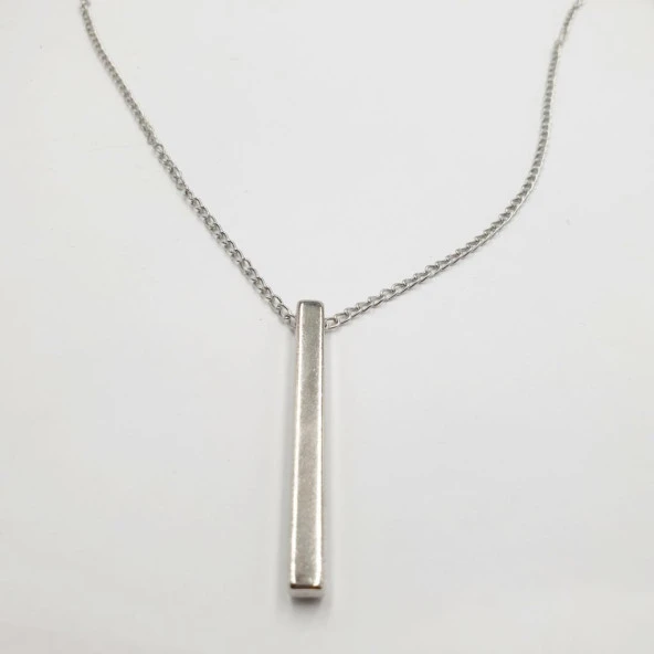 Dikey Model Gümüş Renk Kolye - 10