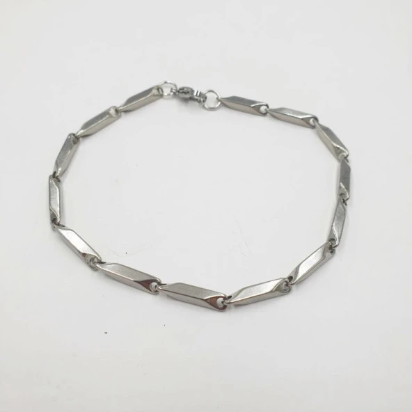 Gümüş Renk İnce Köşeli Erkek Bileklik - 2