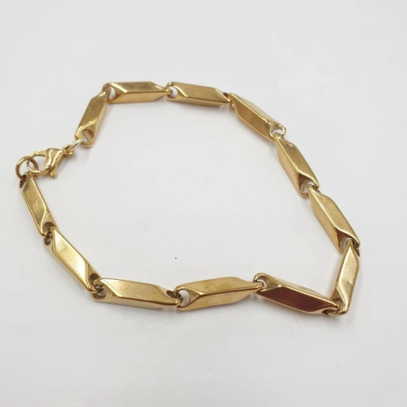 Altın Renk Kalın Köşeli Erkek Bileklik - 4