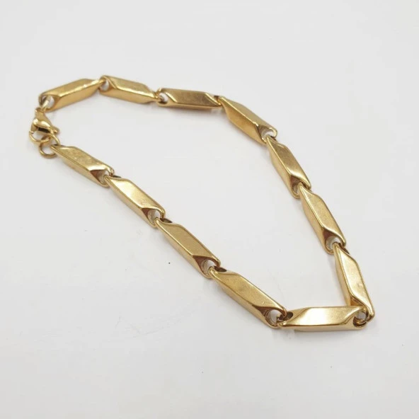 Altın Renk Kalın Köşeli Erkek Bileklik - 5