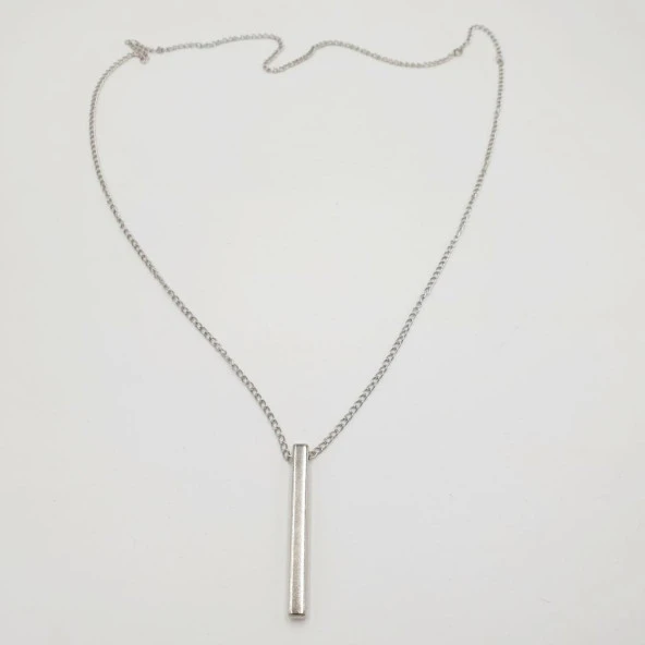 Dikey Model Gümüş Renk Kolye - 2