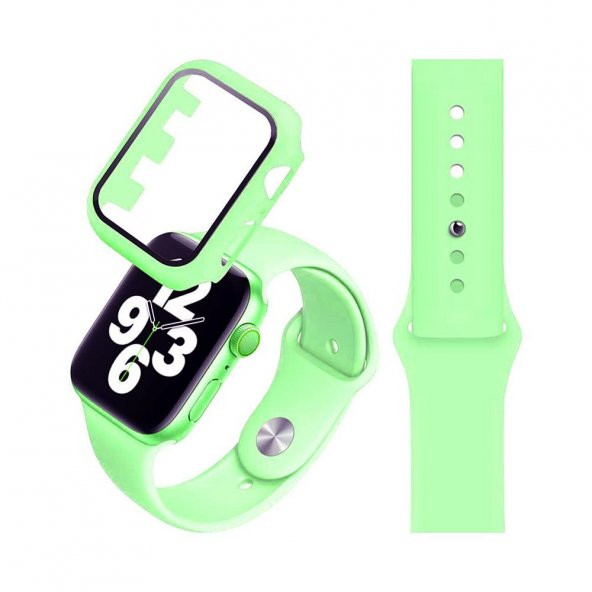 Apple Watch Seri 3 42mm Silikon Kordon Ve Gard Ekran Koruyucu Set - 7