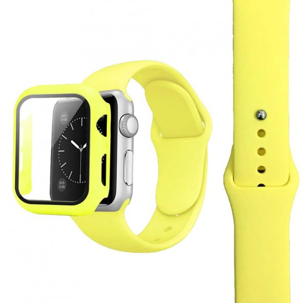 Apple Watch Seri 3 42mm Silikon Kordon Ve Gard Ekran Koruyucu Set - 12