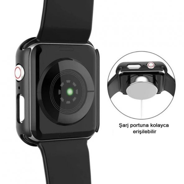 Apple Watch Seri 4 40mm Silikon Kordon Ve Gard Ekran Koruyucu Set Lila - 3