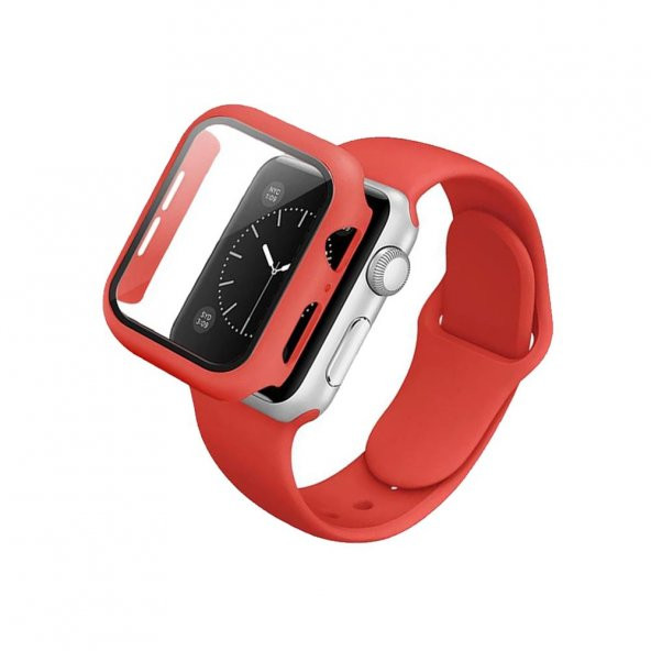 Apple Watch Seri 5 40mm 360 Derece Gard Ekran Koruyucu Kırmızı - 1