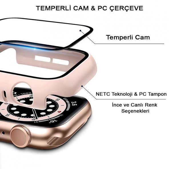 Apple Watch Seri 5 40mm 360 Derece Gard Ekran Koruyucu Kırmızı - 4