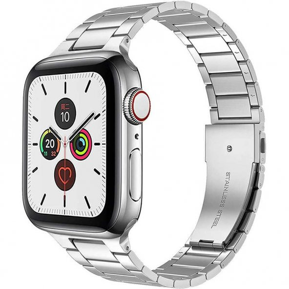 Apple Watch 3 38mm Ultra İnce Paslanmaz Çelik Metal Kordon Kayış Gümüş