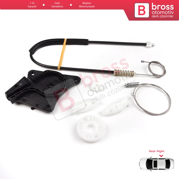 VW New Beetle Cabrio Convertible 2003-2010 1Y0898292 İçin Elektrikli Arka Sağ Cam Kriko Tamir Seti - Resim 3