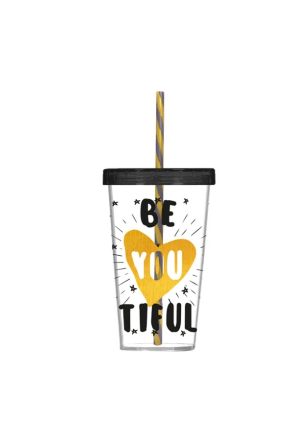 Herevin Desenli Bardak 660 ML Beautiful Desenli Pipetli Bardak