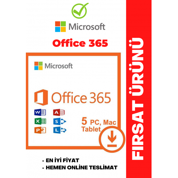 Office 365 Lisans Hesabı – 5 PC/Mac + 5 Tablet (IOS ve Android)