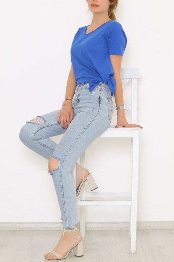 Penye Tunik Tişört Mavi - Resim 2