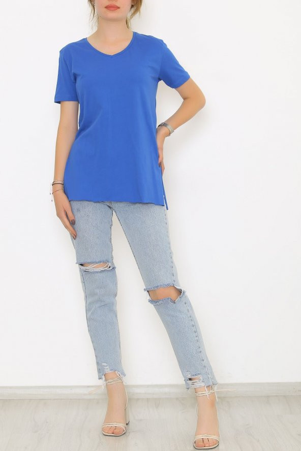 Penye Tunik Tişört Mavi - Resim 4