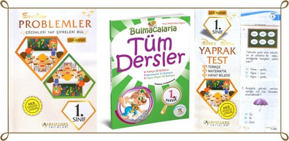 1.Sınıf Matematik Problem Tüm Dersler Bulmaca Yaprak Test Seti