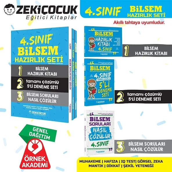 4.Sınıf Bilsem Hazırlık Seti Zeki Çocuk Eğitici Kitaplar Mantık Zeka