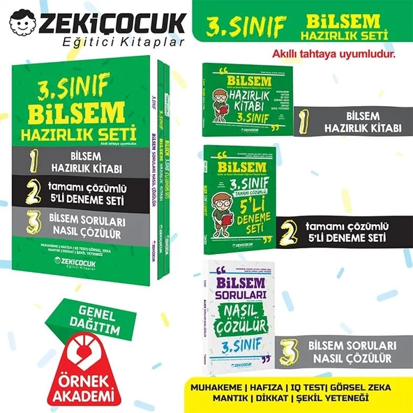 3.Sınıf Bilsem Hazırlık Seti Zeki Çocuk Eğitici Kitaplar Mantık Zeka