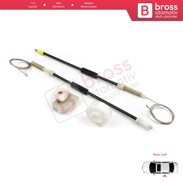 Mercedes S Class W140 1992-1999 4-Kapı Sedan 1407301146 İçin Arka Sol Cam Kriko Tamir Seti - 4