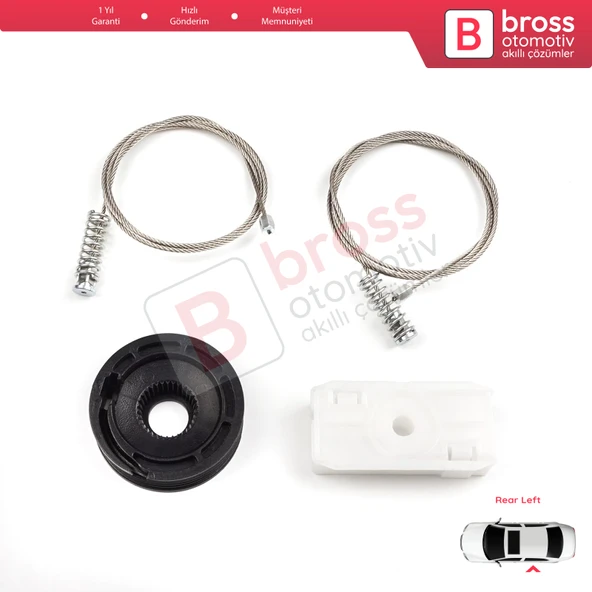 Jaguar XK8 XKR X100 1997-2006 Coupe Convertible C2N3914 İçin Arka Sol Cam Kriko Tamir Seti ürün görseli