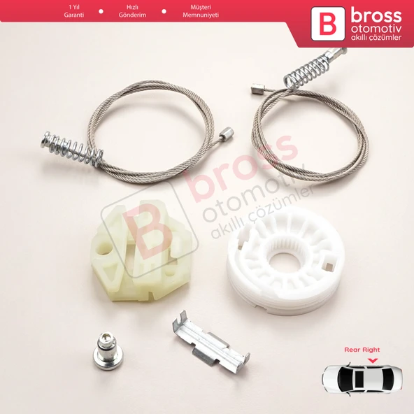 Opel Astra H A04 2004-2014 4/5 Kapı 13100424 İçin Arka Sağ Cam Kriko Tamir Seti - 3