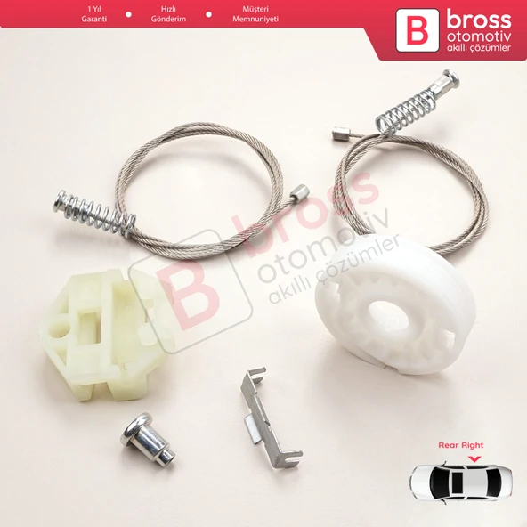 Opel Astra H A04 2004-2014 4/5 Kapı 13100424 İçin Arka Sağ Cam Kriko Tamir Seti - 5