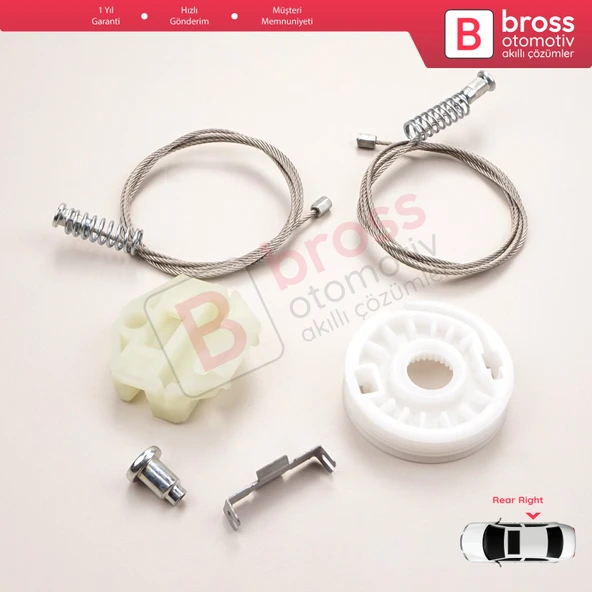 Opel Astra H A04 2004-2014 4/5 Kapı 13100424 İçin Arka Sağ Cam Kriko Tamir Seti - 4