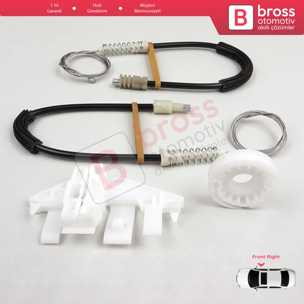 Peugeot 406 8B 8E/F 1995-2004 4/5 Kapı 9222F4 İçin Ön Sağ Kapı Cam Kriko Tamir Seti - 4