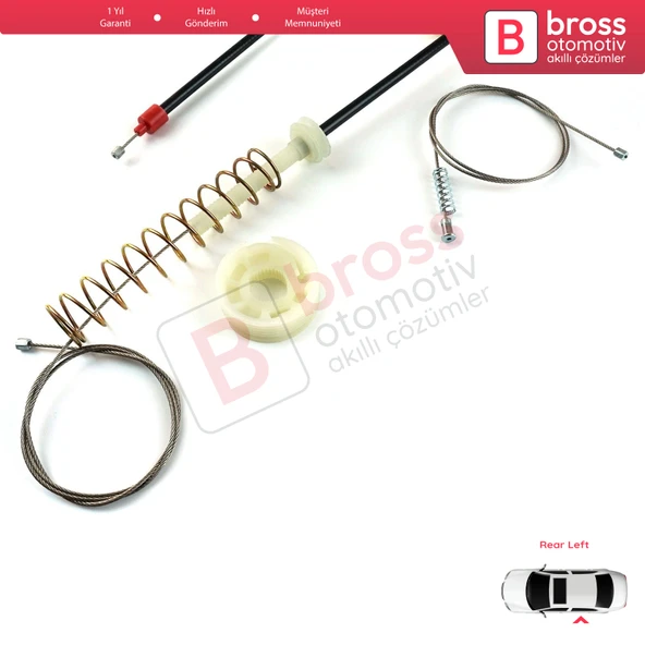 BMW 5 Serisi E39 04/1999-2004 4/5 Kapı Makyajlı Kasa 51358252429 İçin Arka Sol Cam Kriko Tamir Seti