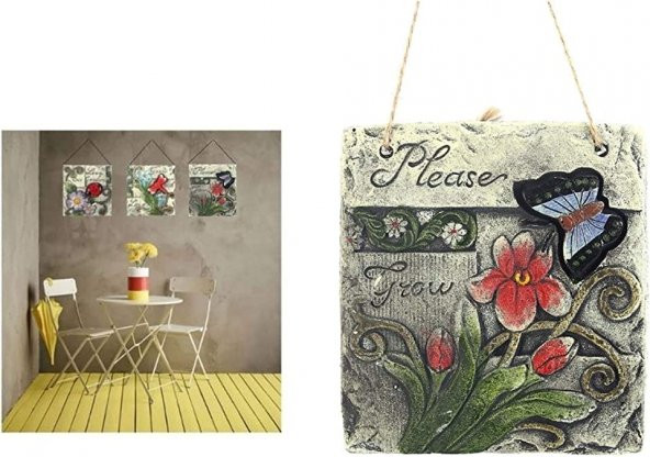 Asılabilir Balkon Ve Bahçe Süsü, Mavi Kelebek Desenli - 2