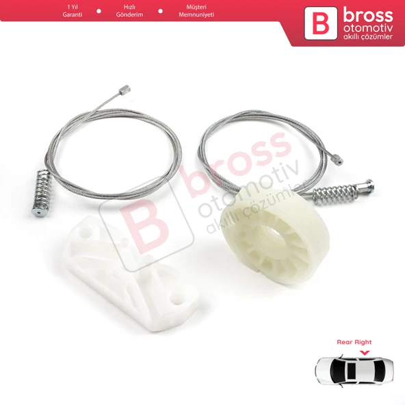 Mercedes CLK Class W209 C209 A209 2002-2009 Coupe Convertible İçin Arka Sağ Cam Kriko Tamir Seti - Resim 4