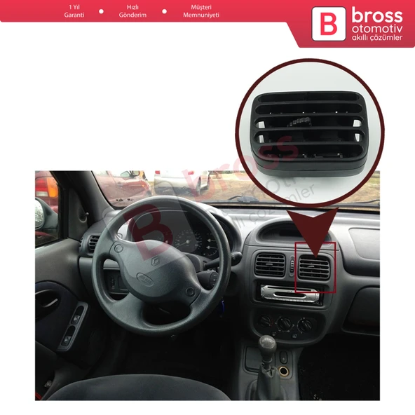 Renault Clio 2 Symbol için Havalandırma Izgarası Sağ Siyah 7702258280 - 5
