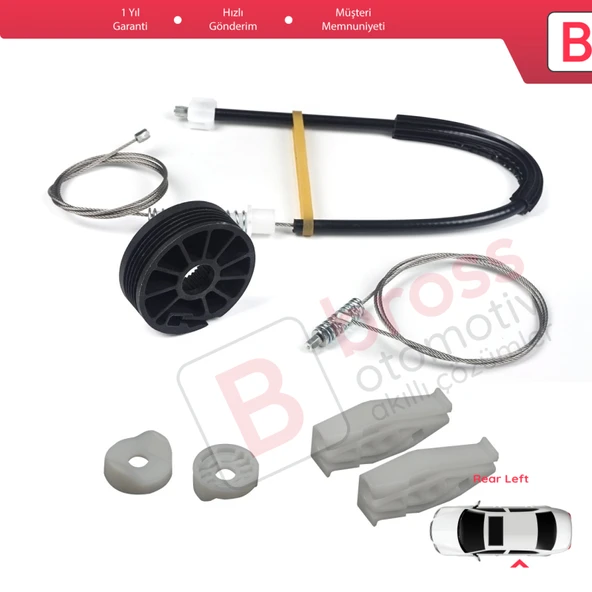 Renault Megane MK1 1996-2003 Cabrio Convertible 7700848450 İçin Elektrikli Arka Sol Cam Kriko Seti - Resim 5
