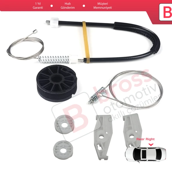 Renault Megane MK1 1996-2003 Cabrio Convertible 7700848451 İçin Elektrikli Arka Sağ Cam Kriko Seti - Resim 3