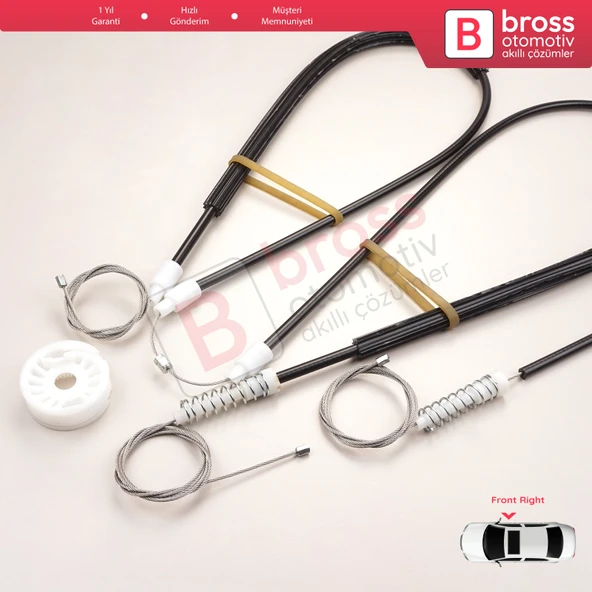 Peugeot 206 CC 2D T16 2000-2008 2-Kapı Coupe Cabrio 9648636980 İçin Ön Sağ Cam Kriko Tamir Seti - 4